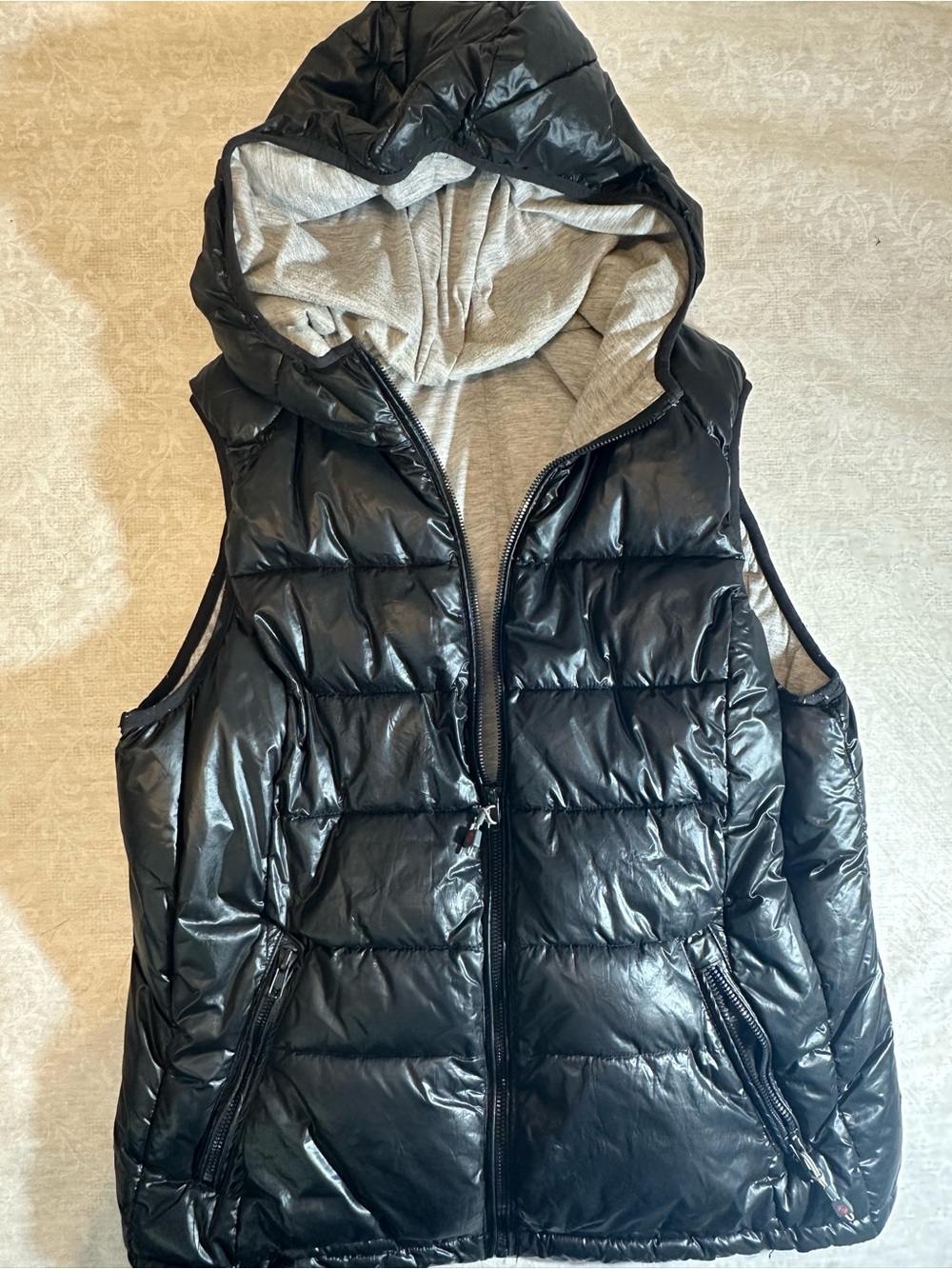 Tangerine Black Quilted Hooded Puffer Vest